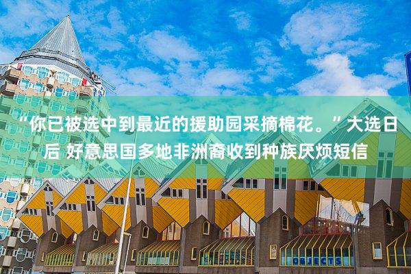 “你已被选中到最近的援助园采摘棉花。”大选日后 好意思国多地非洲裔收到种族厌烦短信